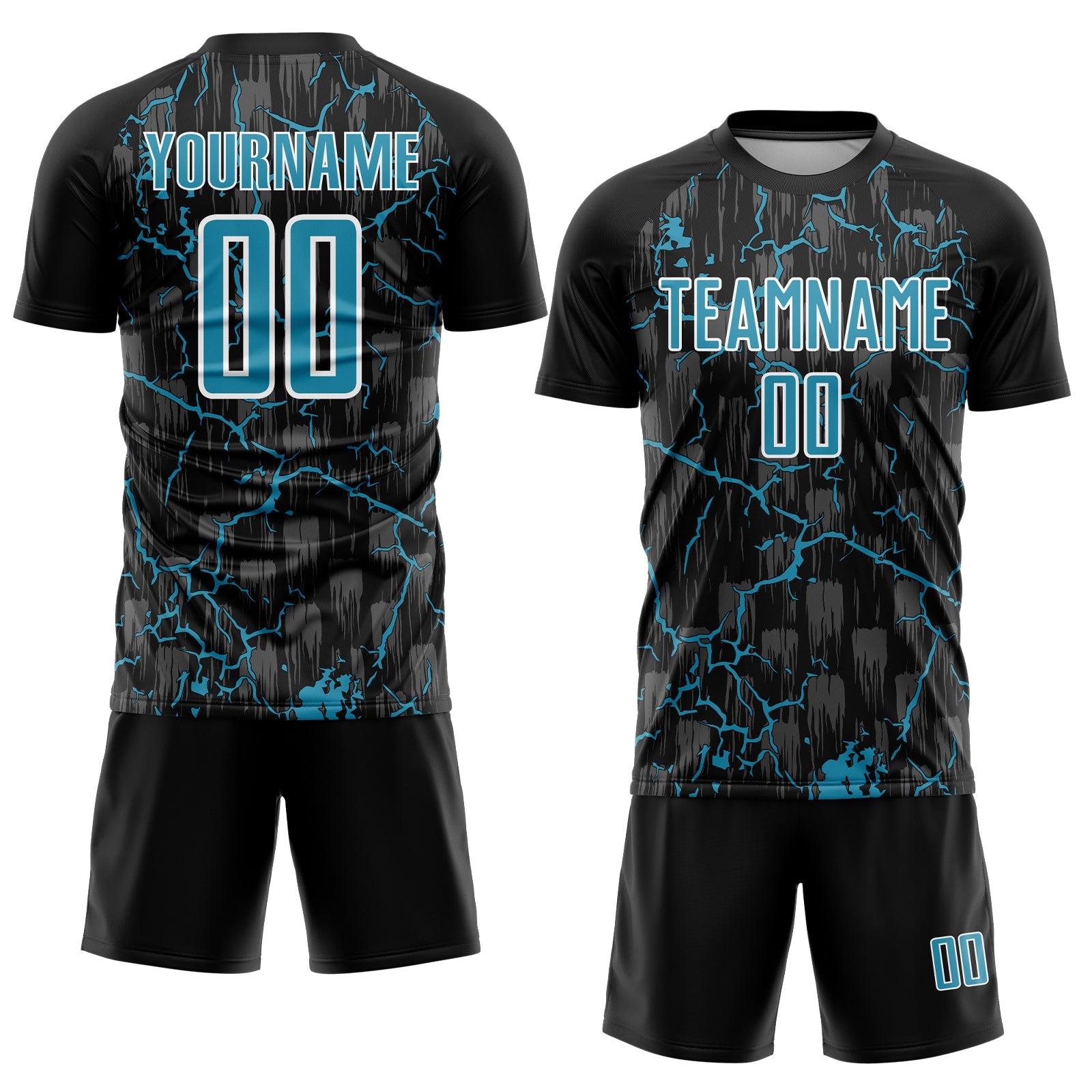 Custom Black Panther Blue-White Lightning Sublimation Soccer Uniform Jersey