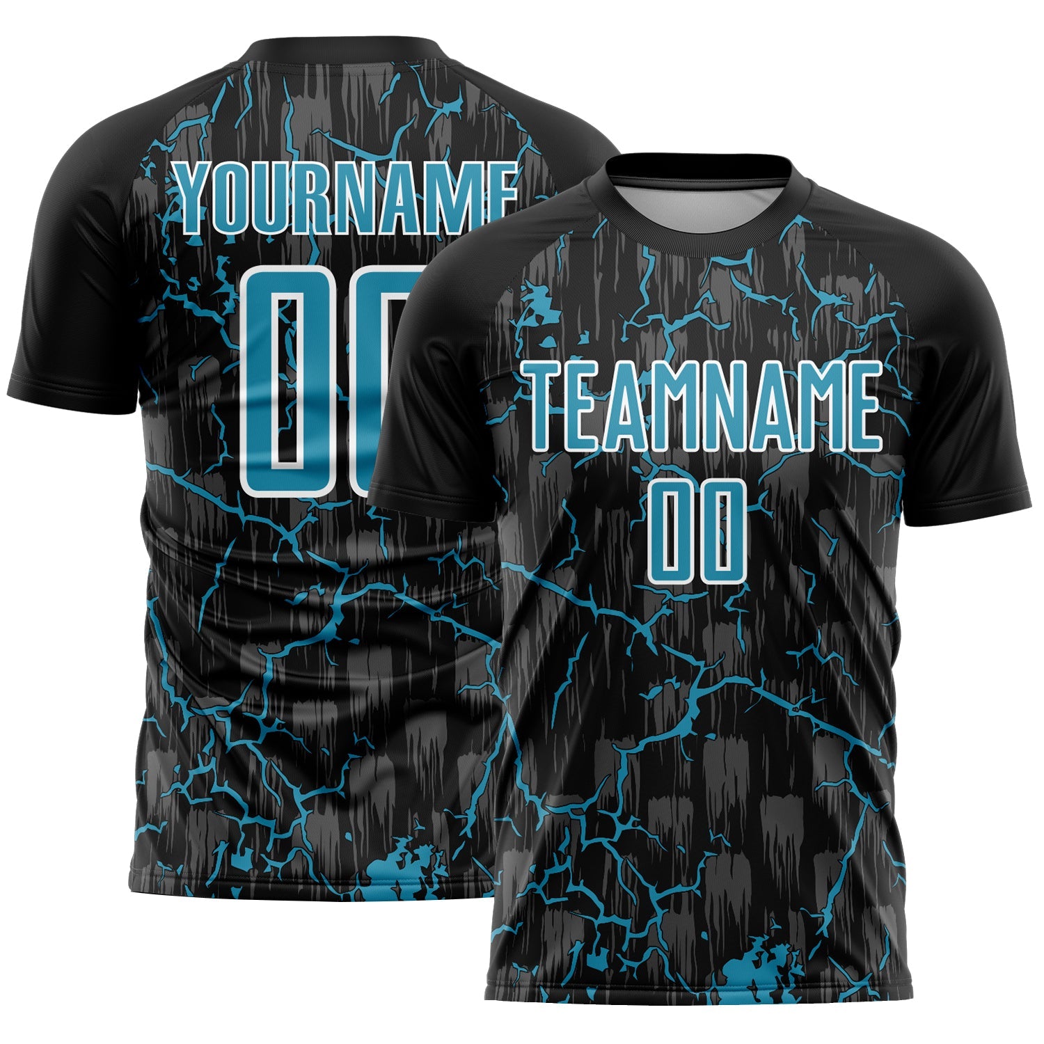 Custom Black Panther Blue-White Lightning Sublimation Soccer Uniform Jersey