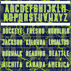 Custom Navy Neon Green-White Lightning Sublimation Soccer Uniform Jersey