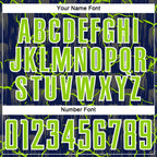 Custom Navy Neon Green-White Lightning Sublimation Soccer Uniform Jersey