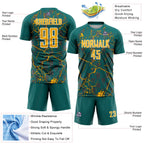 Custom Teal Gold-White Lightning Sublimation Soccer Uniform Jersey