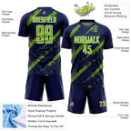 Custom Navy Neon Green-White Abstract Fragment Art Splash Sublimation Soccer Uniform Jersey