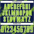 Custom Navy Neon Green-White Abstract Fragment Art Splash Sublimation Soccer Uniform Jersey