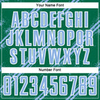 Custom Kelly Green Light Blue-White Abstract Fragment Art Splash Sublimation Soccer Uniform Jersey