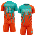 Custom Orange Aqua-White Modern Polka Dot Sublimation Soccer Uniform Jersey