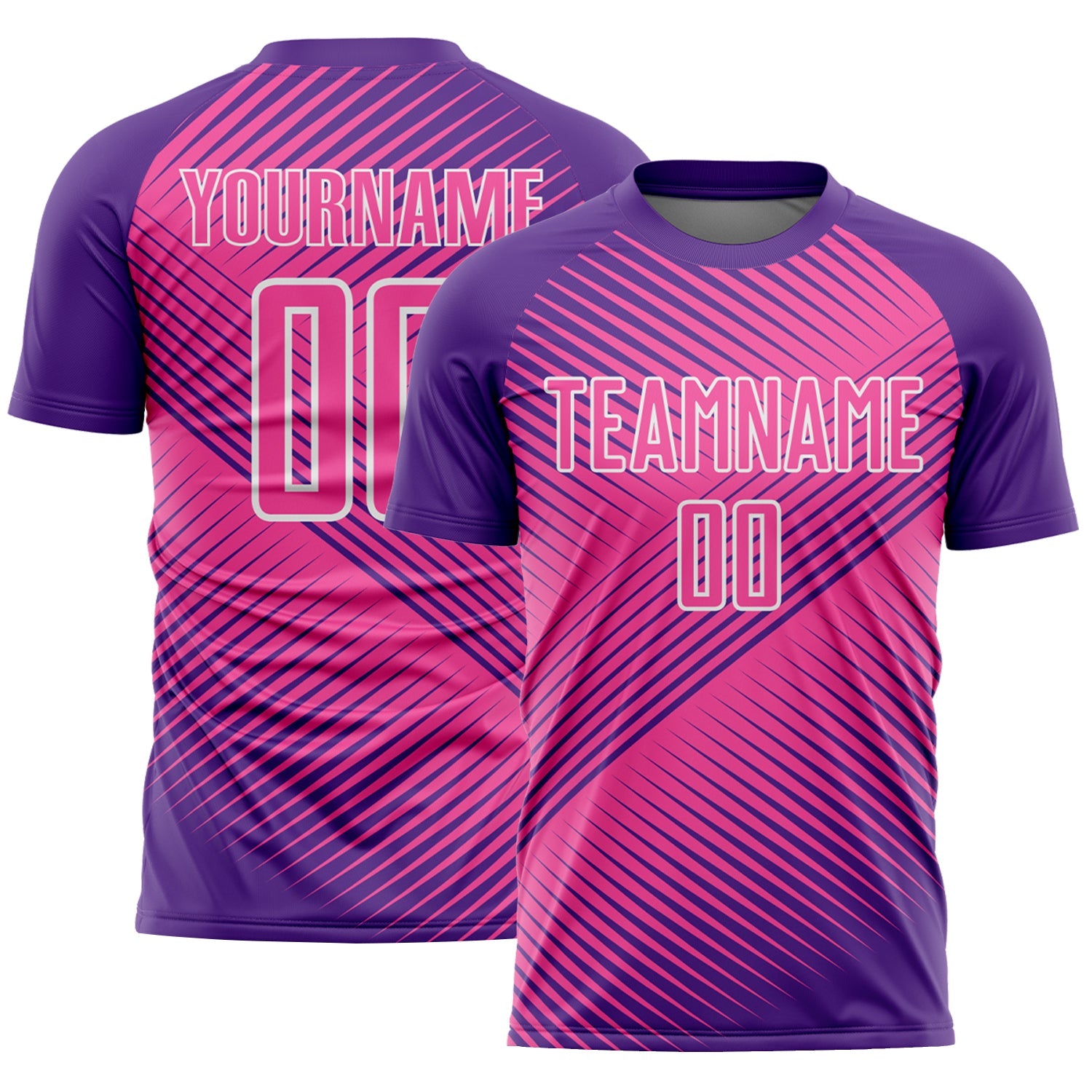 Custom Purple Pink-White Line Sublimation Soccer Uniform Jersey