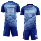 Custom Royal Light Blue-White Line Sublimation Soccer Uniform Jersey