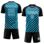 Custom Black Panther Blue-White Lines Sublimation Soccer Uniform Jersey