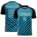 Custom Black Panther Blue-White Lines Sublimation Soccer Uniform Jersey