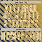 Custom Royal Old Gold-White Lines Sublimation Soccer Uniform Jersey