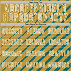 Custom Teal Old Gold-White Lines Sublimation Soccer Uniform Jersey