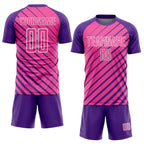 Custom Purple Pink-White Lines Sublimation Soccer Uniform Jersey