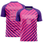 Custom Purple Pink-White Lines Sublimation Soccer Uniform Jersey