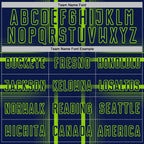 Custom Navy Neon Green-White Lines Sublimation Soccer Uniform Jersey