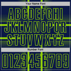 Custom Navy Neon Green-White Lines Sublimation Soccer Uniform Jersey