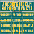 Custom Teal Gold-White Lines Sublimation Soccer Uniform Jersey