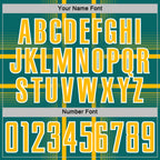 Custom Teal Gold-White Lines Sublimation Soccer Uniform Jersey