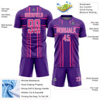 Custom Purple Pink-White Lines Sublimation Soccer Uniform Jersey