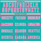 Custom Aqua Pink-White Lines Sublimation Soccer Uniform Jersey