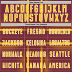 Custom Burgundy Gold-White Lines Sublimation Soccer Uniform Jersey