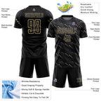 Custom Black Vegas Gold Slant Lines Sports Sublimation Soccer Uniform Jersey