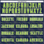 Custom Navy Neon Green-White Slant Lines Sports Sublimation Soccer Uniform Jersey