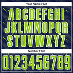 Custom Navy Neon Green-White Slant Lines Sports Sublimation Soccer Uniform Jersey