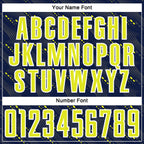 Custom Navy Neon Yellow-White Slant Lines Sports Sublimation Soccer Uniform Jersey