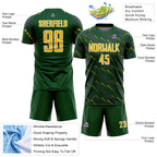 Custom Green Yellow-White Slant Lines Sports Sublimation Soccer Uniform Jersey