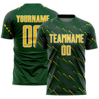 Custom Green Yellow-White Slant Lines Sports Sublimation Soccer Uniform Jersey