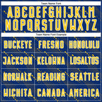 Custom Royal Yellow-White Slant Lines Sports Sublimation Soccer Uniform Jersey