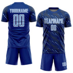 Custom Royal Light Blue-White Slant Lines Sports Sublimation Soccer Uniform Jersey