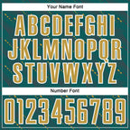 Custom Teal Old Gold-White Slant Lines Sports Sublimation Soccer Uniform Jersey