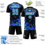Custom Black Sky Blue Royal-White Fluid Art Splash Sublimation Soccer Uniform Jersey