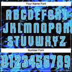 Custom Black Sky Blue Royal-White Fluid Art Splash Sublimation Soccer Uniform Jersey