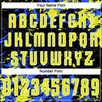 Custom Black Neon Yellow Royal-White Fluid Art Splash Sublimation Soccer Uniform Jersey