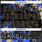 Custom Black Vegas Gold-Royal Fluid Art Splash Sublimation Soccer Uniform Jersey