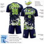 Custom Navy Neon Green-White Fluid Art Splash Sublimation Soccer Uniform Jersey