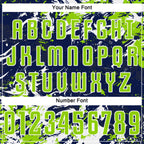 Custom Navy Neon Green-White Fluid Art Splash Sublimation Soccer Uniform Jersey