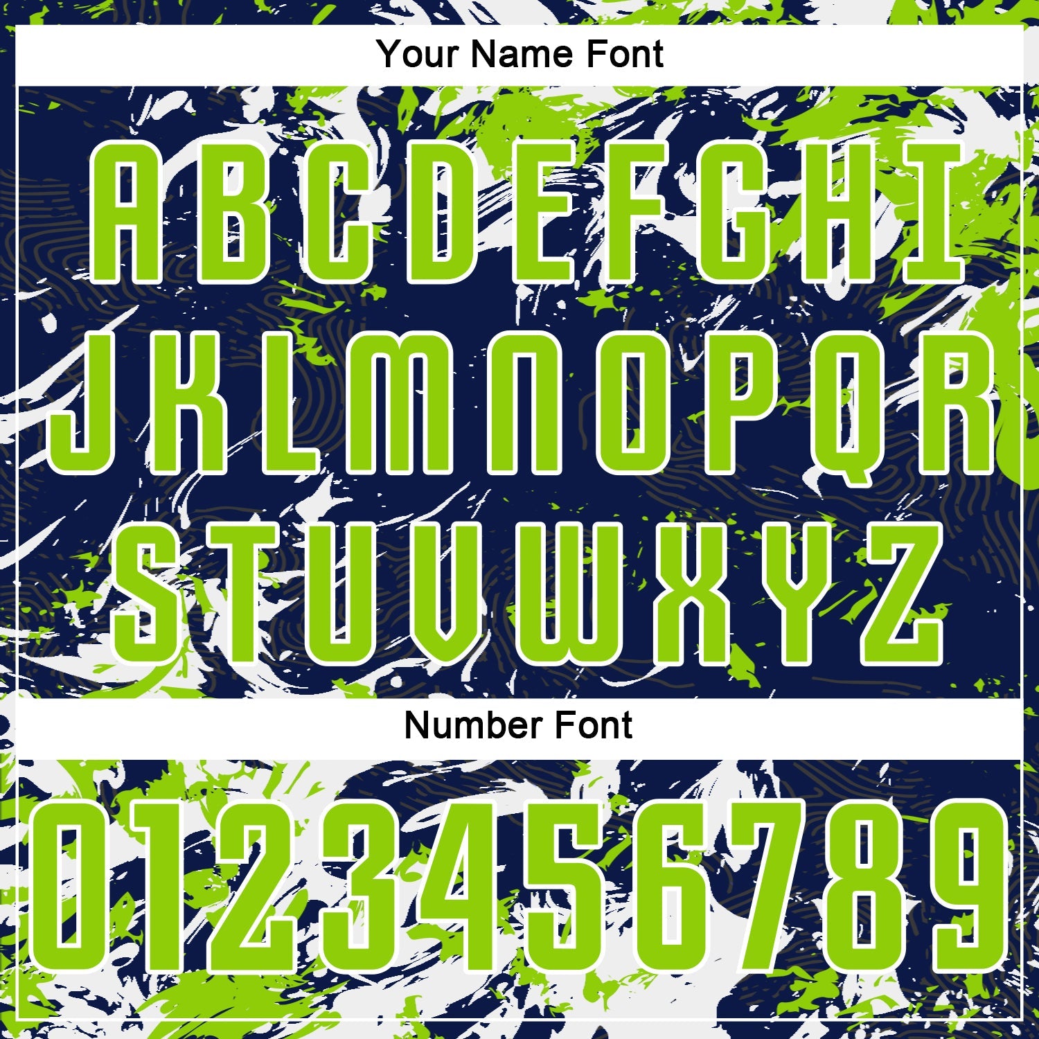 Custom Navy Neon Green-White Fluid Art Splash Sublimation Soccer Uniform Jersey