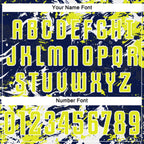 Custom Navy Neon Yellow-White Fluid Art Splash Sublimation Soccer Uniform Jersey
