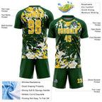 Custom Green Yellow-White Fluid Art Splash Sublimation Soccer Uniform Jersey