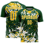 Custom Green Yellow-White Fluid Art Splash Sublimation Soccer Uniform Jersey