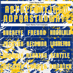 Custom Royal Yellow-White Fluid Art Splash Sublimation Soccer Uniform Jersey