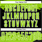 Custom Black Neon Green-White Abstract Fragment Art Sublimation Soccer Uniform Jersey