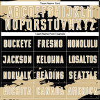 Custom Black Vegas Gold-White Abstract Fragment Art Sublimation Soccer Uniform Jersey