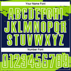 Custom Navy Neon Green-White Abstract Fragment Art Sublimation Soccer Uniform Jersey