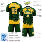 Custom Green Yellow-White Abstract Fragment Art Sublimation Soccer Uniform Jersey