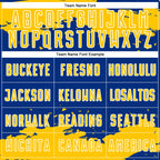 Custom Royal Yellow-White Abstract Fragment Art Sublimation Soccer Uniform Jersey