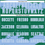 Custom Kelly Green Light Blue-White Abstract Fragment Art Sublimation Soccer Uniform Jersey